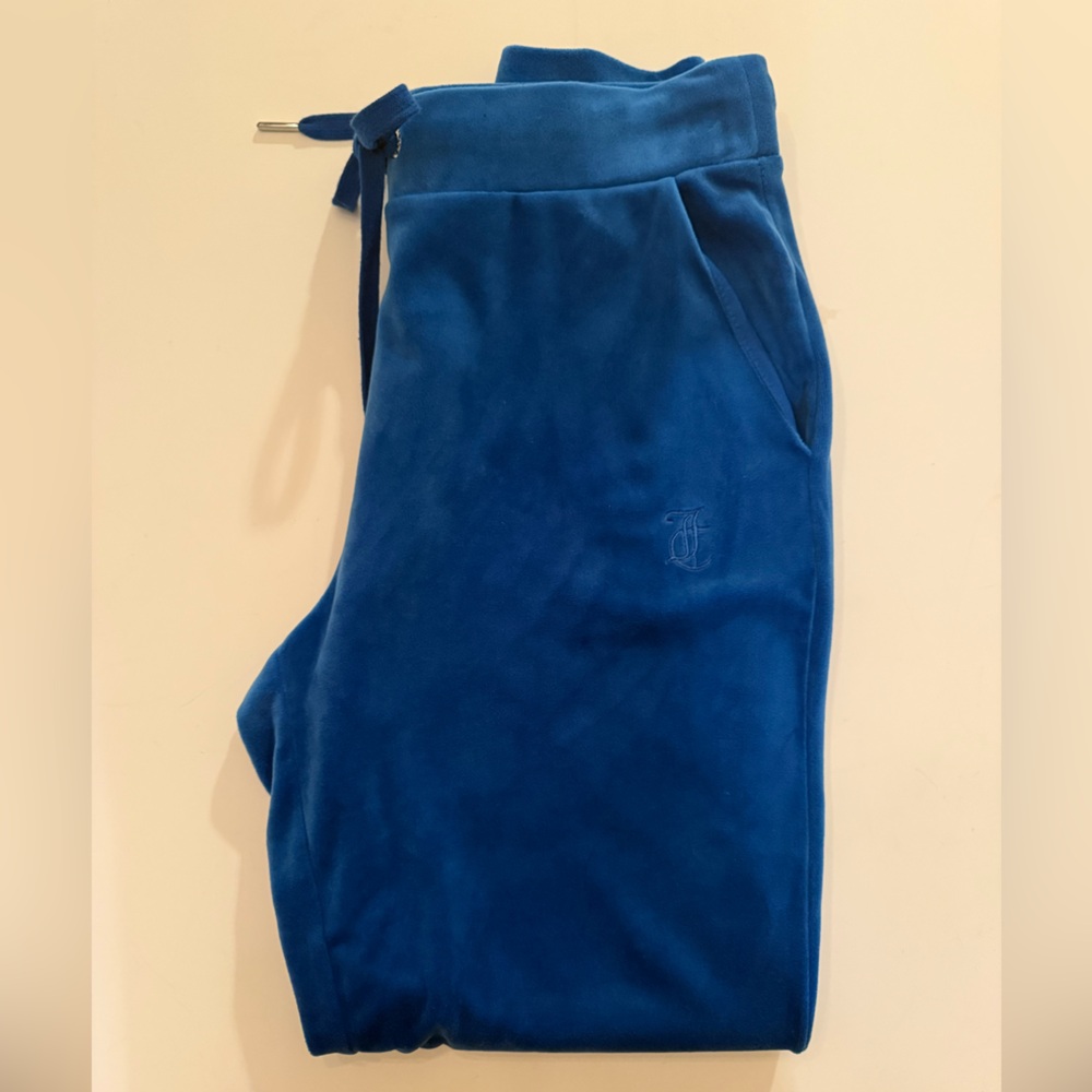 Juicy Couture Navy Velour Drawstring Hoodie with Gold Accents - Picture 2 of 2